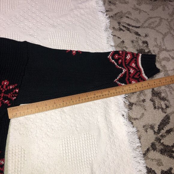 VINTAGE Best American Clothing Co Sweater Women L Black/Red Snowflakes - Picture 7 of 11